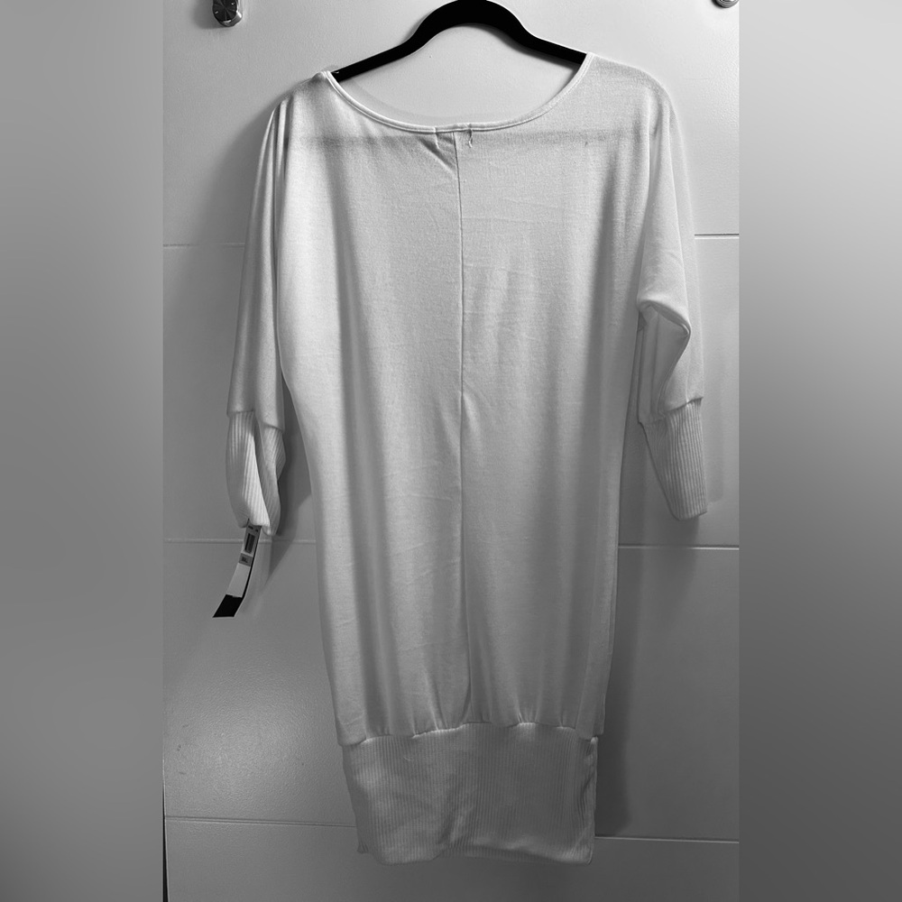 Tempted Sheer 3/4 Sleeves Mini Dress. Women (S) White.